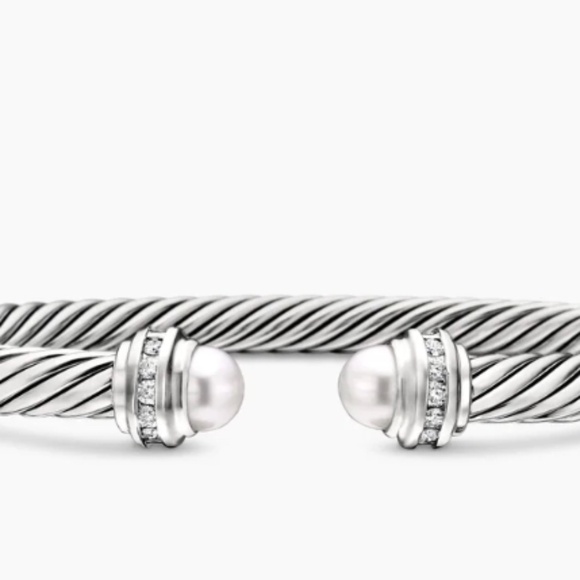 DAVID YURMAN - CLASSIC CABLE BRACELET Sterling Silver with Pearls and Diamonds - Picture 1 of 7